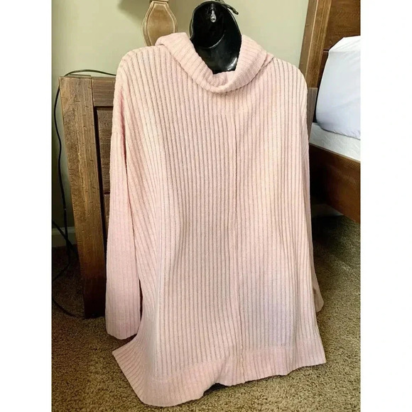 NWOT $98 Anthropologie Maeve Rose Pink Chunky Knit Sweater Turtleneck Size Large - Picture 6 of 10